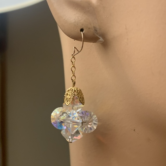 MOD 60’s CRYSTALS CLUSTER EARRINGS PARTY GLAM HOLIDAY CHRISTMAS PARTY NYE - Picture 1 of 10